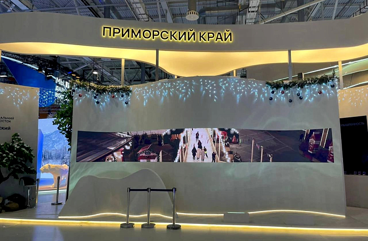 Павильон Приморья на выставке «Россия» празднично украсили к Новому году.