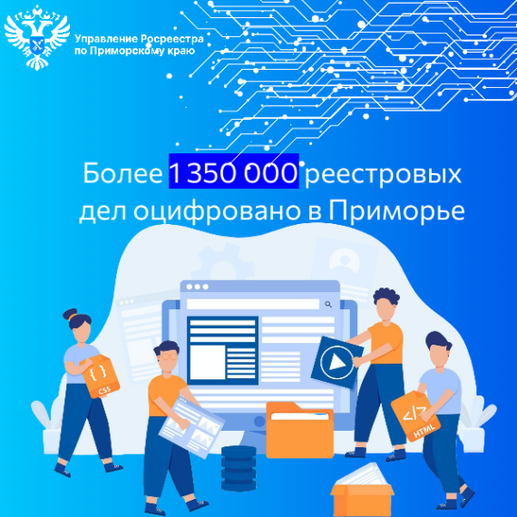 Более 1 350 000 реестровых дел оцифровано в Приморье. Более 1 350 000 реестровых дел оцифровано в Приморье.