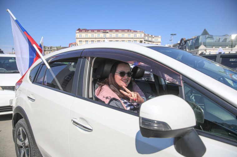 Масштабным автопробегом отметили воссоединение Крыма с Россией в Приморье.